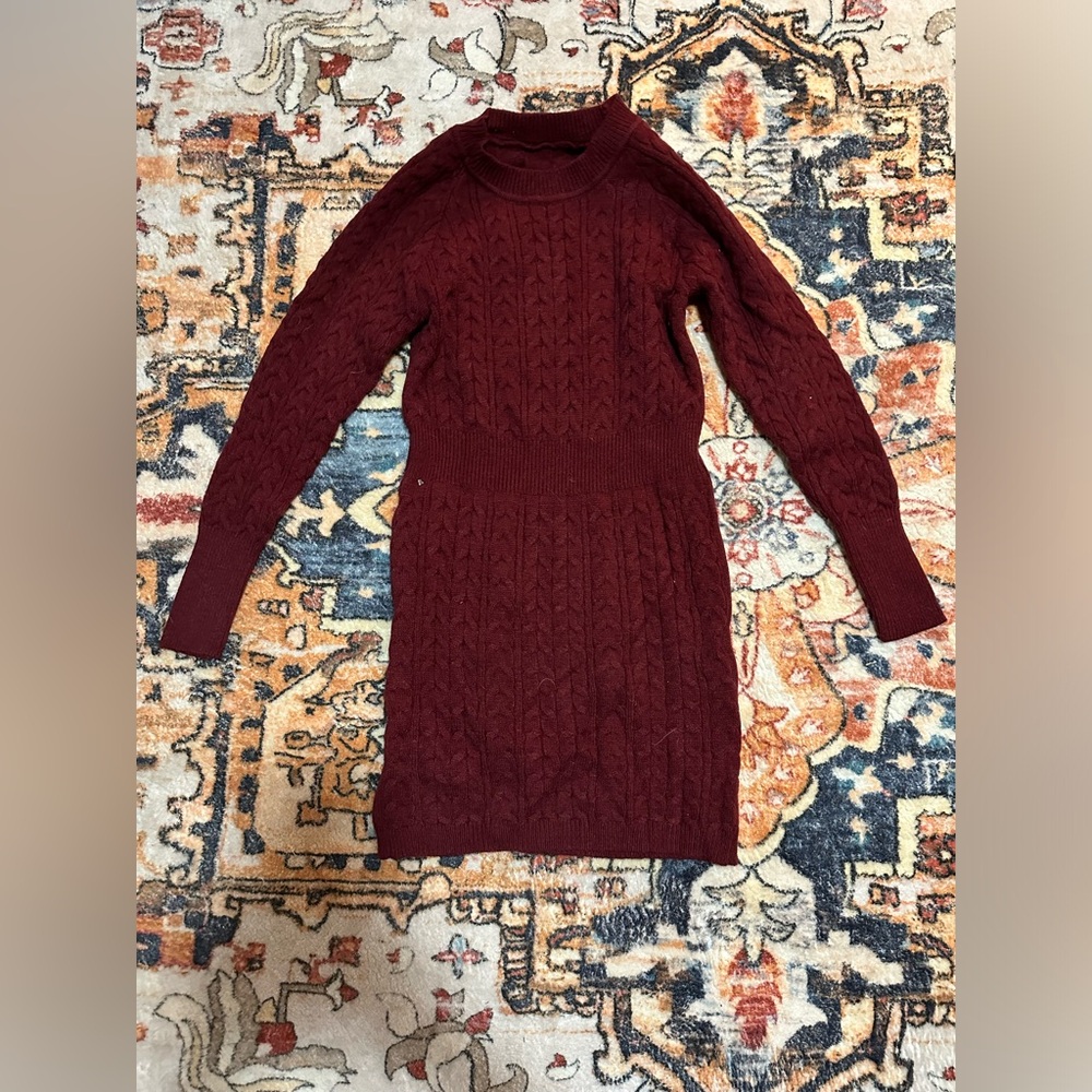 Elegant Burgundy Knit Dress
